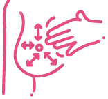 바깥쪽에서 유두 방향으로 선을 그리듯 촉진하는 방법