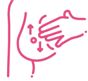 유방 전체를 위아래로 훑으며 촉진하는 방법